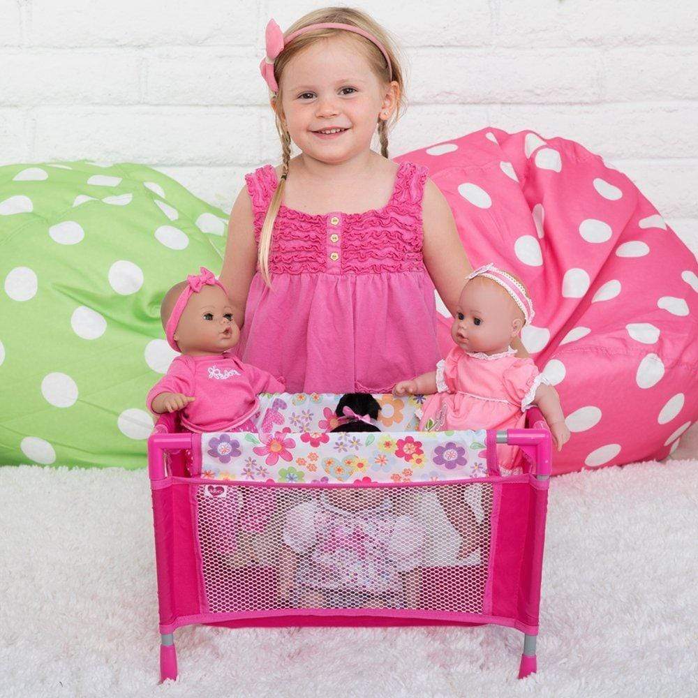 Adora Baby Doll Playpen Bed & Carry Case - Pink Flower Power-ADORA PLAY-Little Giant Kidz