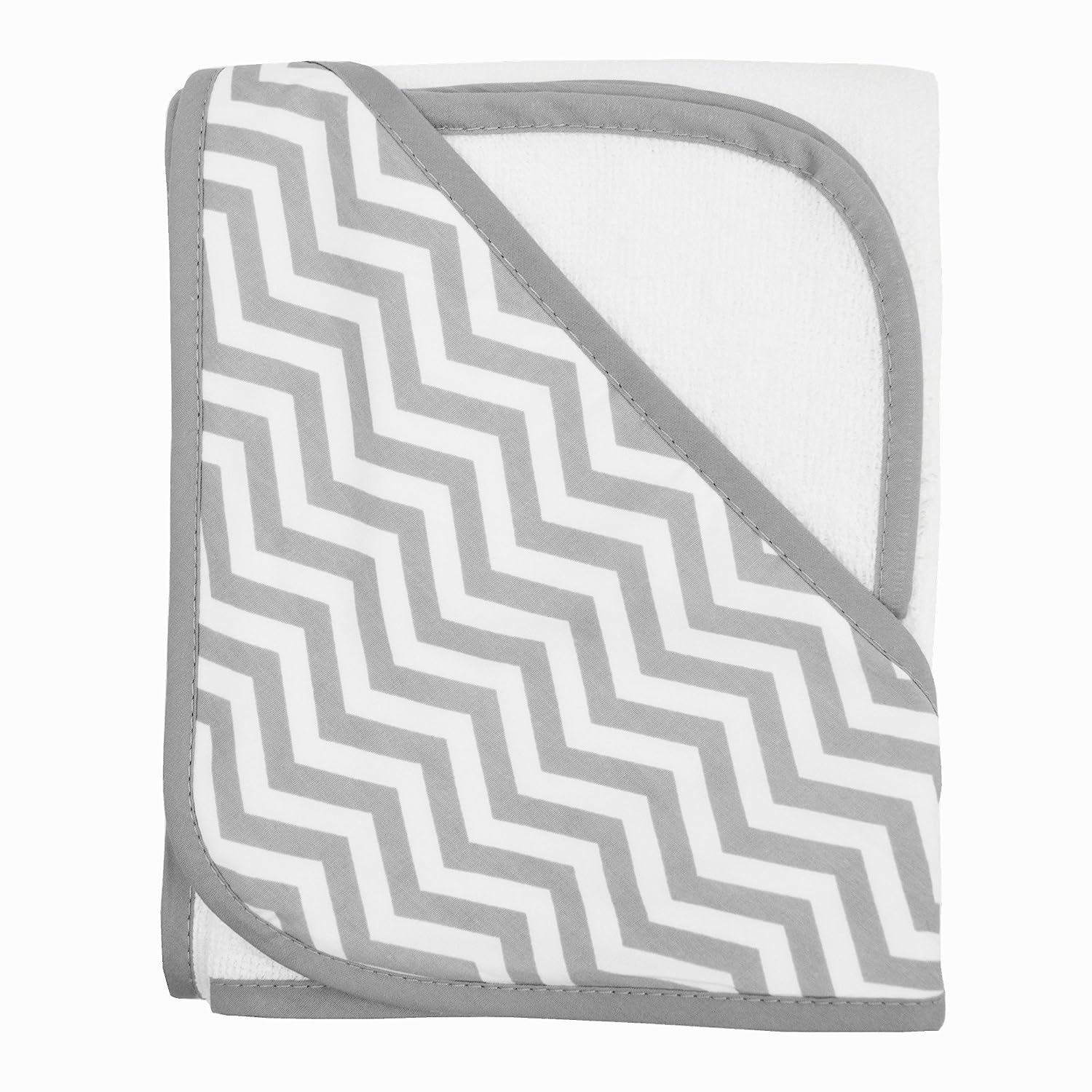 American Baby Co. Organic Cotton Terry Hooded Towel & Washcloth Set - Gray Chevron-ABC-Little Giant Kidz