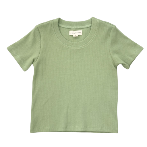 Avery and Alexander Girl'S Ribbed Short Sleeve Tee In Green Breeze-Green Breeze-Avery and Alexander-Little Giant Kidz