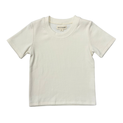 Avery and Alexander Ribbed Short Sleeve Tee- Cream-Avery and Alexander-Little Giant Kidz