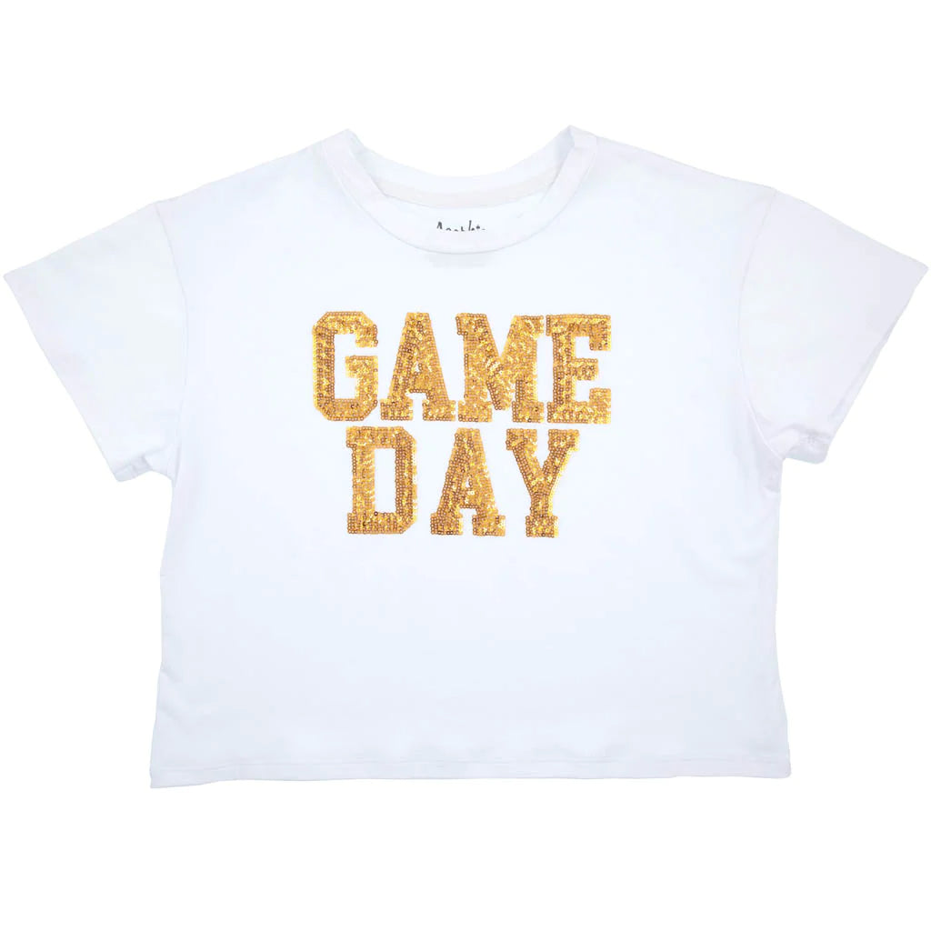 Azarhia Game Day Boxy Sequin Tee - Gold-AZARHIA-Little Giant Kidz