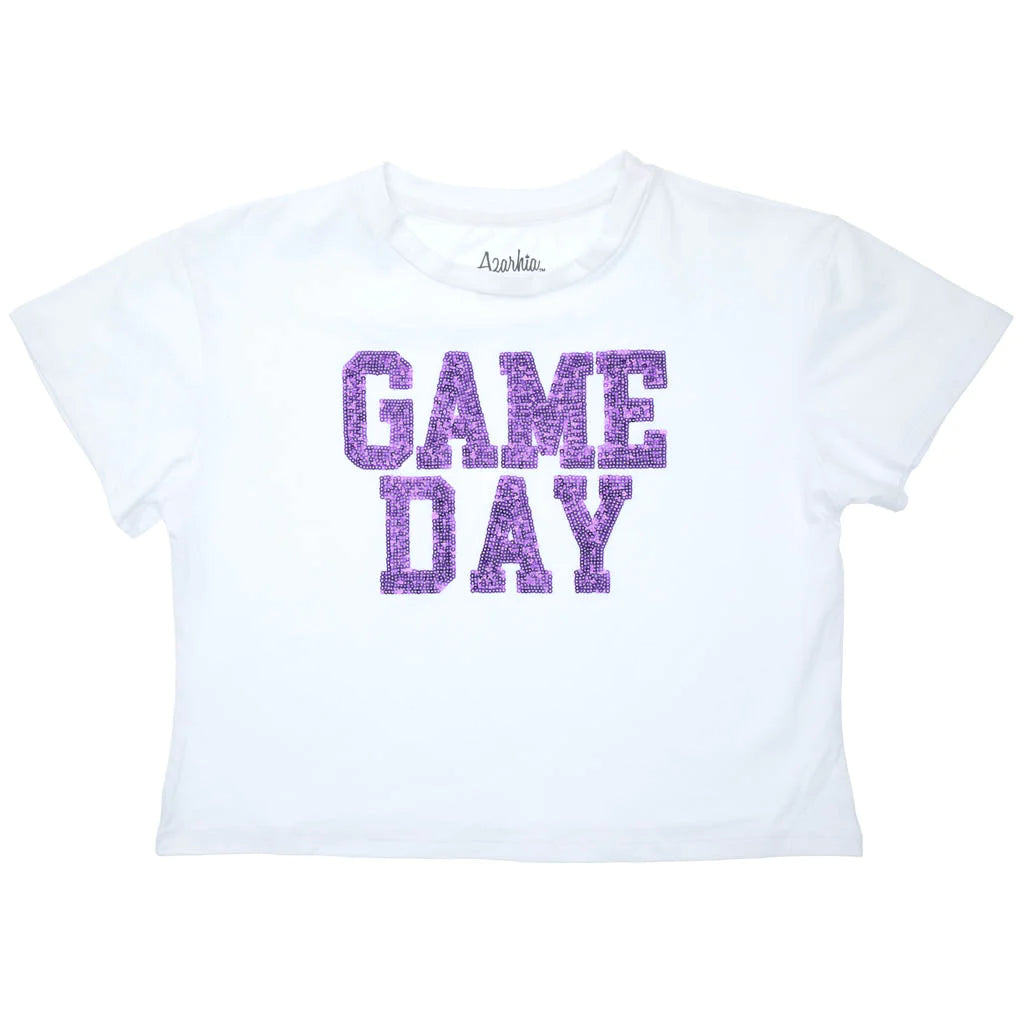 Azarhia Game Day Boxy Sequin Tee - Purple-AZARHIA-Little Giant Kidz