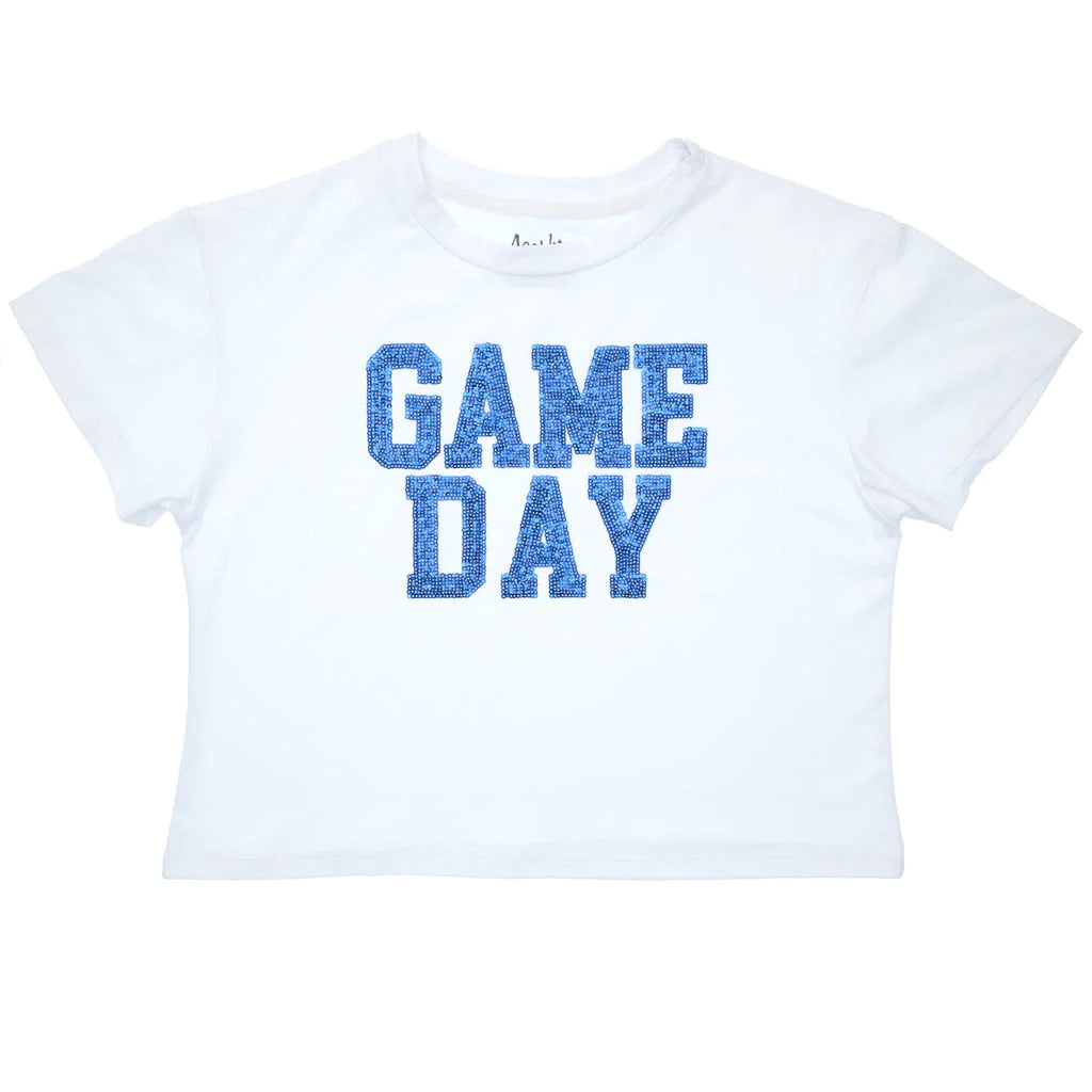 Azarhia Game Day Boxy Sequin Tee - Royal-AZARHIA-Little Giant Kidz