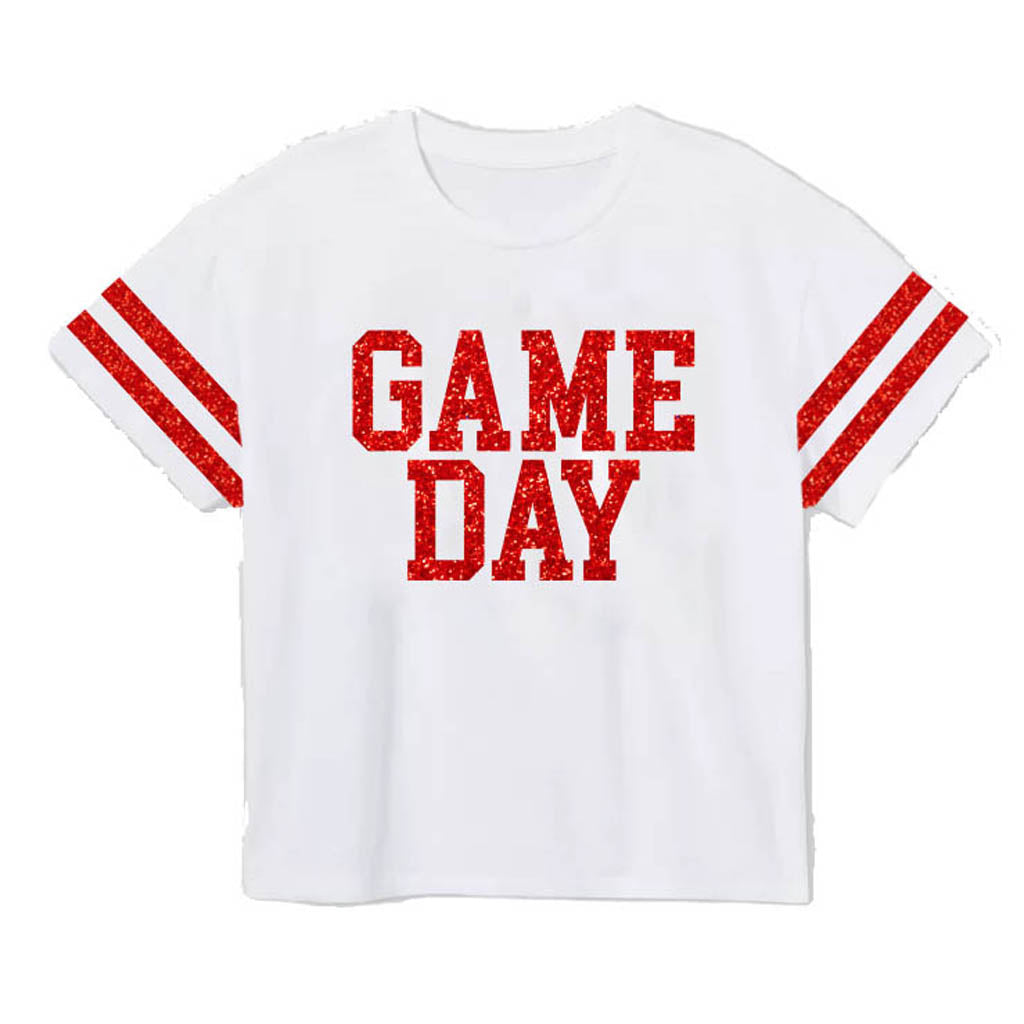 Azarhia Game Day Glitter Boxy Adult Tee - Red-AZARHIA-Little Giant Kidz