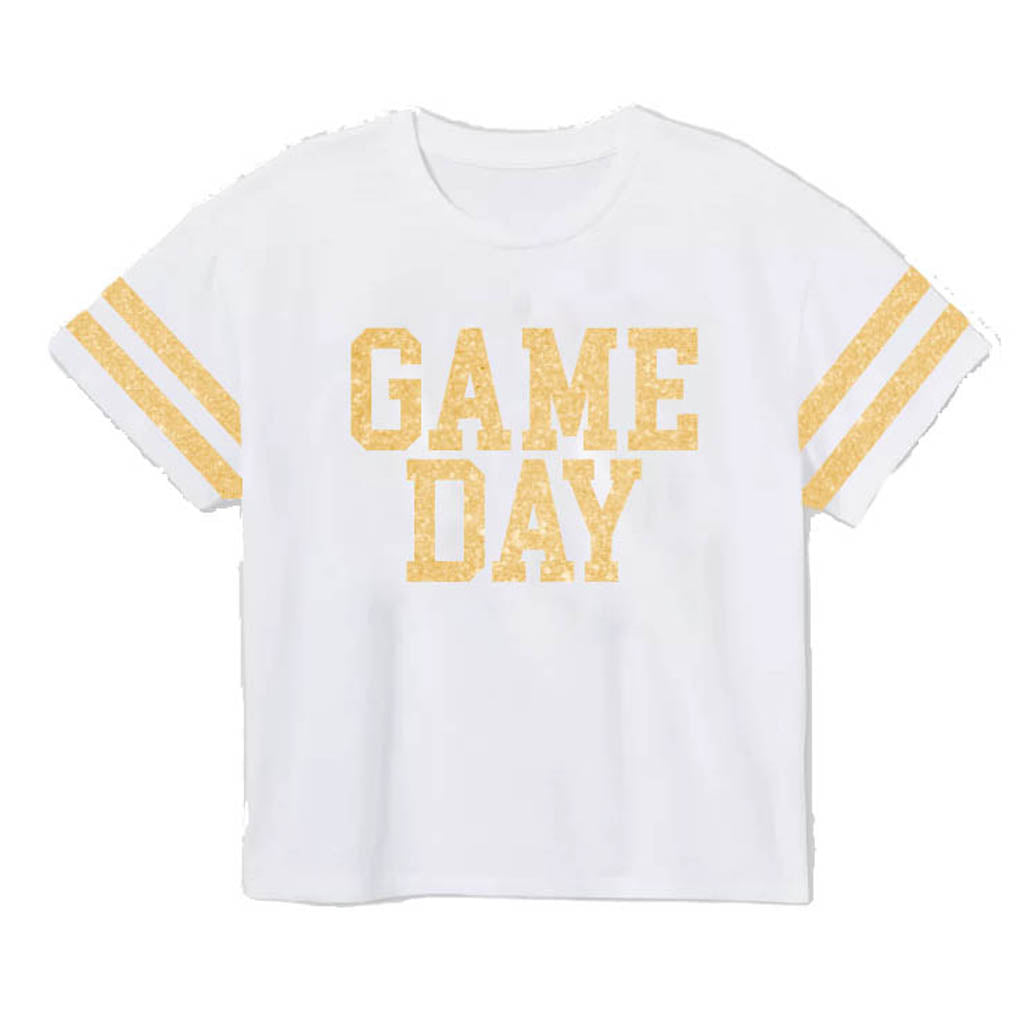 Azarhia Game Day Glitter Boxy Kid Tee - Gold-AZARHIA-Little Giant Kidz