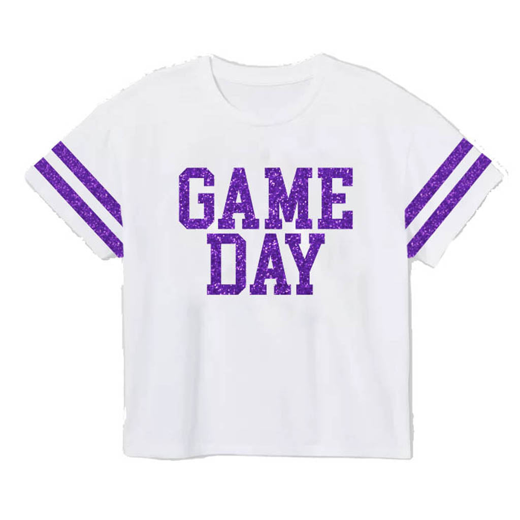 Azarhia Game Day Glitter Boxy Kid Tee - Purple-AZARHIA-Little Giant Kidz