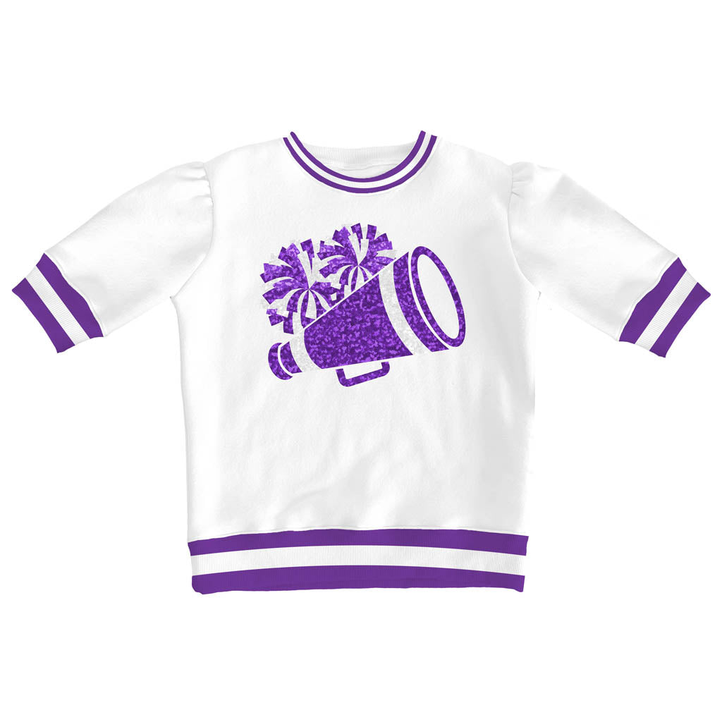 Azarhia Game Day Holly Short Sleeve Sequin Megaphone Tee - Purple-AZARHIA-Little Giant Kidz