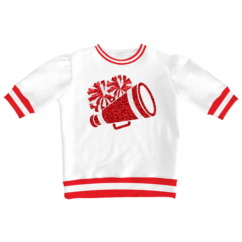 Azarhia Game Day Holly Short Sleeve Sequin Megaphone Tee - Red-AZARHIA-Little Giant Kidz