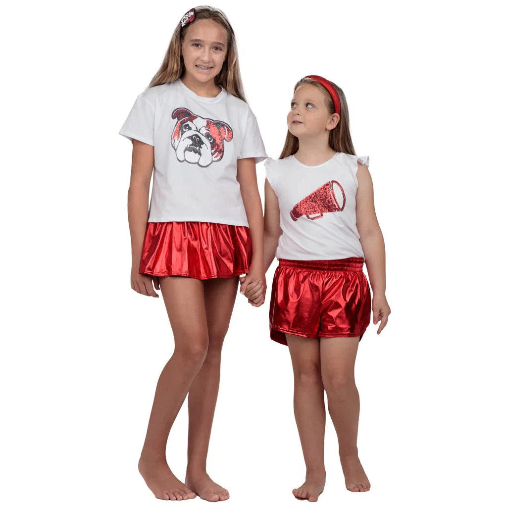 Azarhia Gathered Skort - Metallic Red-AZARHIA-Little Giant Kidz