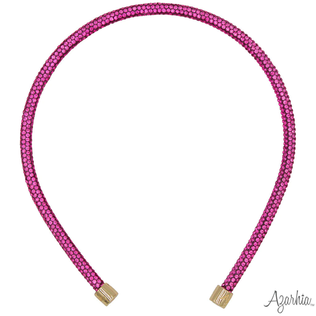 Azarhia Hot Pink Thin Rhinestone Headband-AZARHIA-Little Giant Kidz