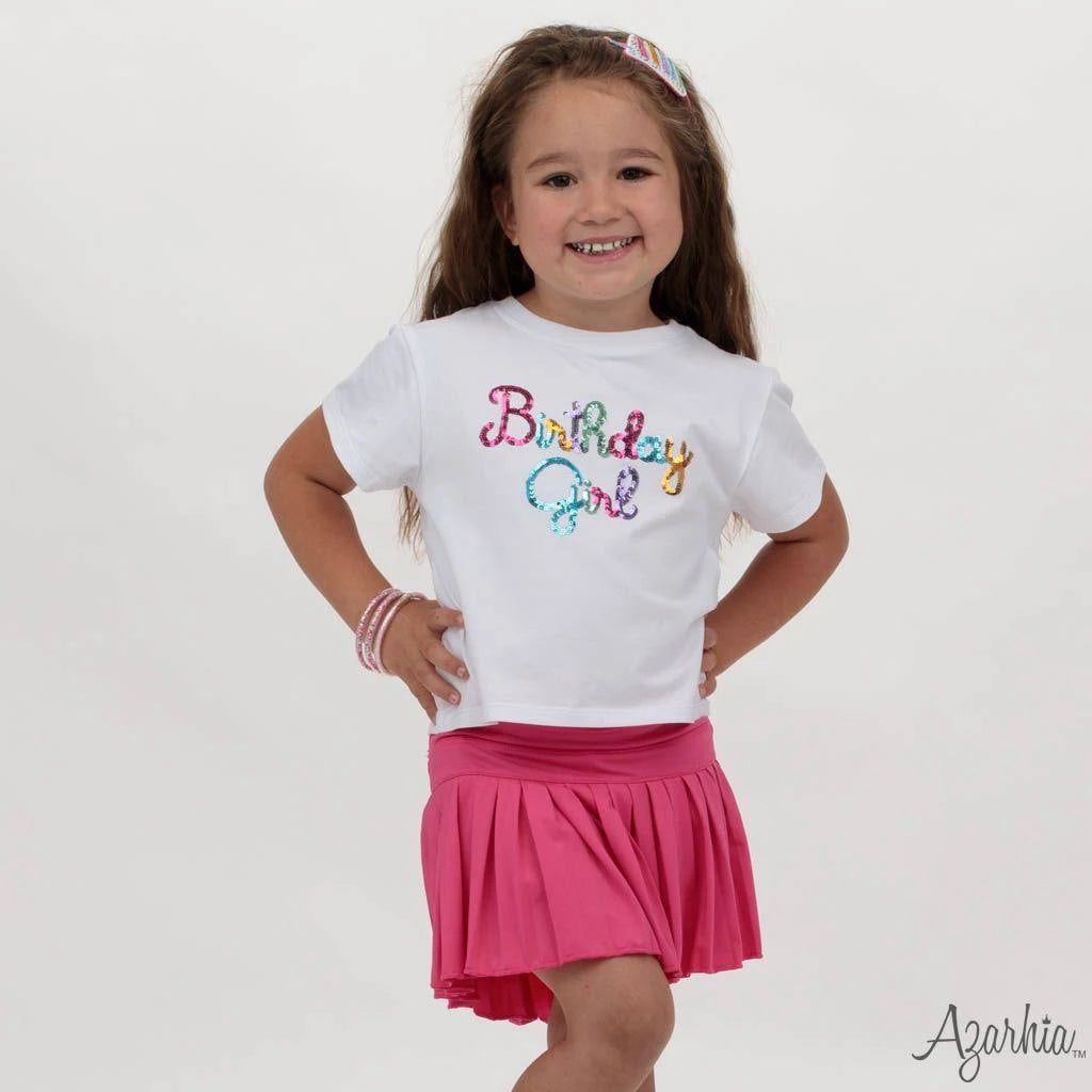 Azarhia Sequin Birthday Boxy T Shirt- White-AZARHIA-Little Giant Kidz