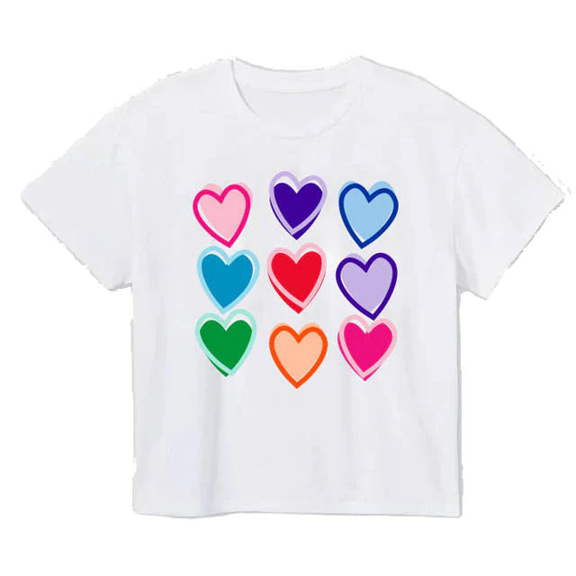 Azarhia Sequin Rainbow Hearts Boxy T’ in White Valentines-AZARHIA-Little Giant Kidz