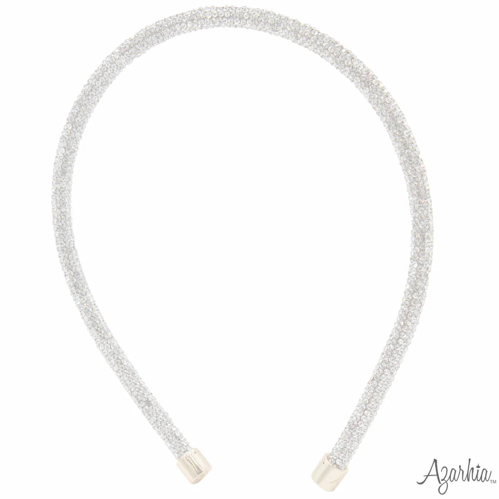 Azarhia Silver Thin Rhinestone Headband-AZARHIA-Little Giant Kidz