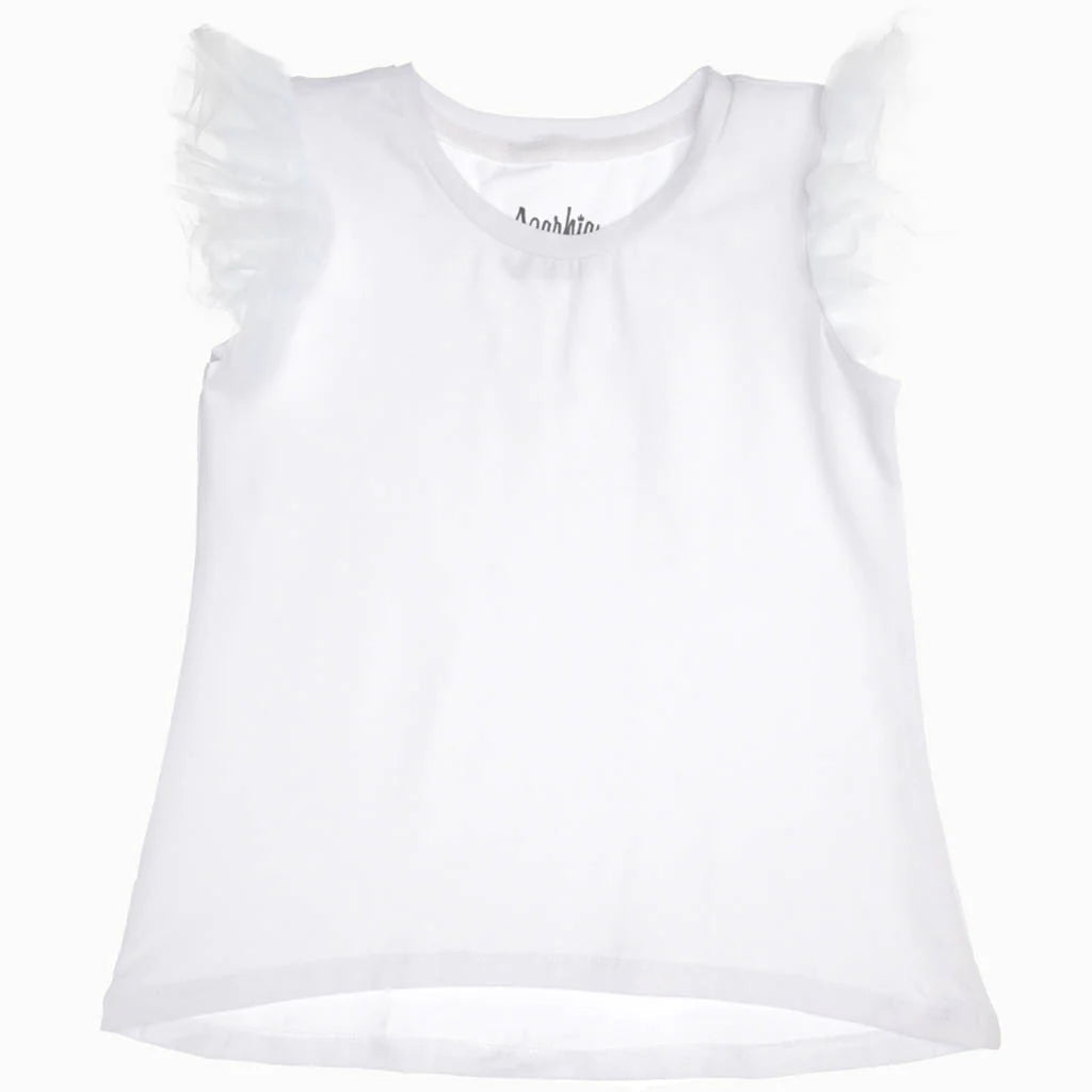 Azarhia Tulle Ruffle Shirt - White-AZARHIA-Little Giant Kidz