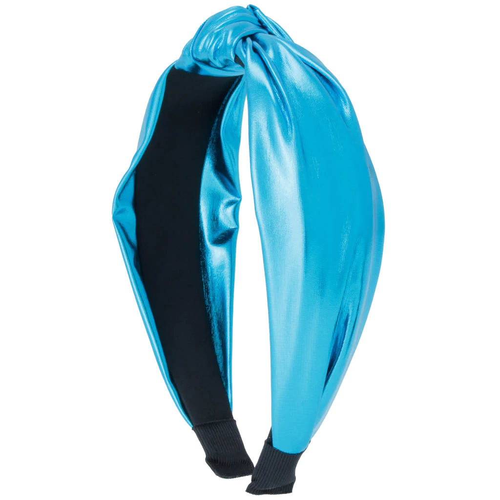 Azarhia Turquoise Metallic Top Knot Headband-AZARHIA-Little Giant Kidz