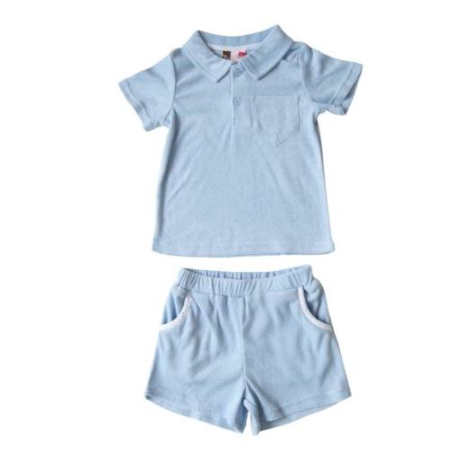 BANANA SPLIT Aiden Terry Boys Short Set- Blue-BANANA SPLIT-Little Giant Kidz