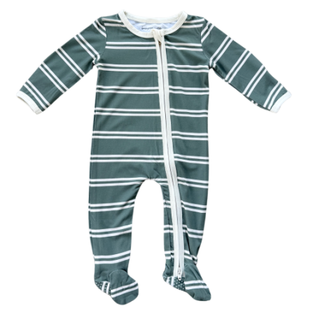 Baby Sprouts Boys Footie Romper- Pine Stripe-Baby Sprouts-Little Giant Kidz