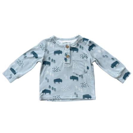 Baby Sprouts Boys Long Sleeve Henley Shirt- Buffalo-Baby Sprouts-Little Giant Kidz