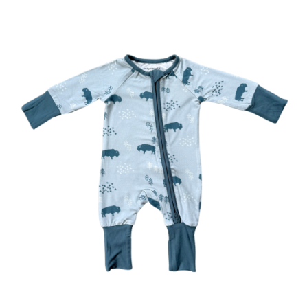 Baby Sprouts Boy's Long Sleeve Zip Romper- Buffalo-Baby Sprouts-Little Giant Kidz