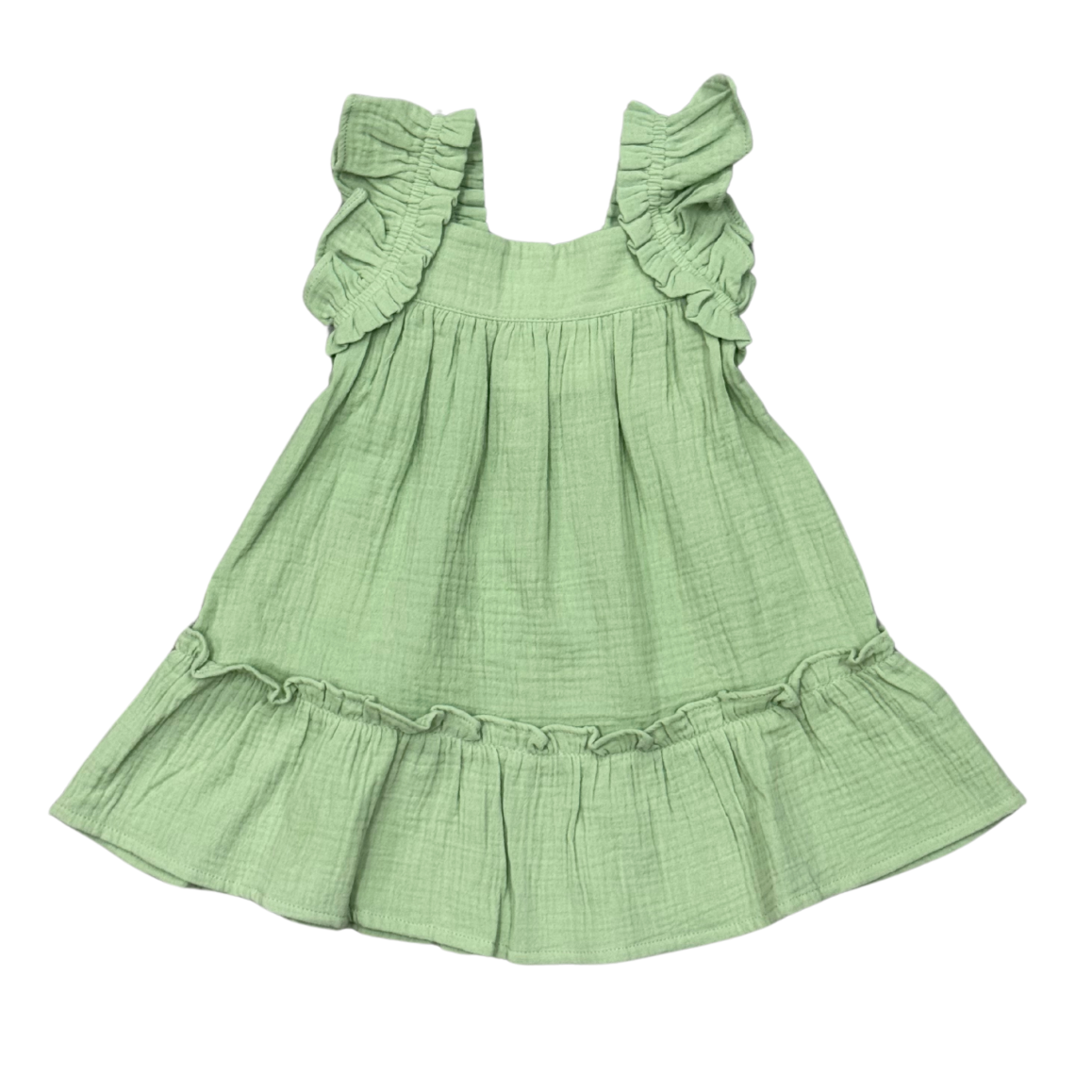 Baby Sprouts Girl's Drop-Wasit Peplum Dress- Summer Green-Baby Sprouts-Little Giant Kidz