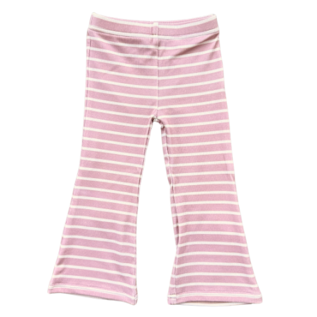 Baby Sprouts Girls Flare Pants - Misty Rose Stripe-Baby Sprouts-Little Giant Kidz