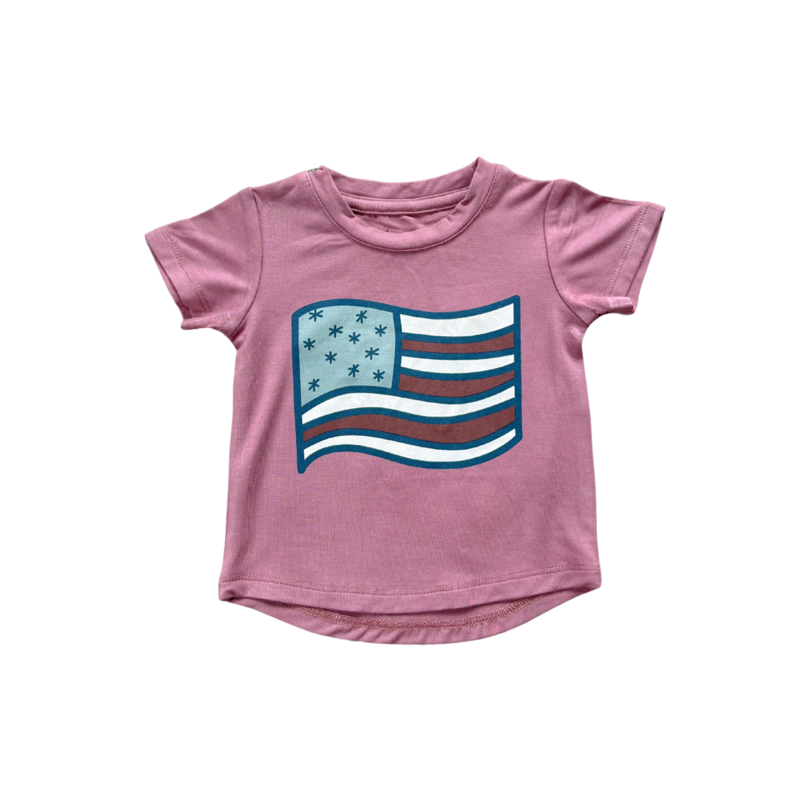 Baby Sprouts Girls Short Sleeve Tee- Retro Flag-Baby Sprouts-Little Giant Kidz