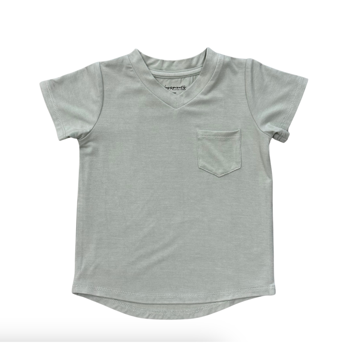 Baby Sprouts Girl's V Neck Pocket Tee- Aqua Grey-Baby Sprouts-Little Giant Kidz