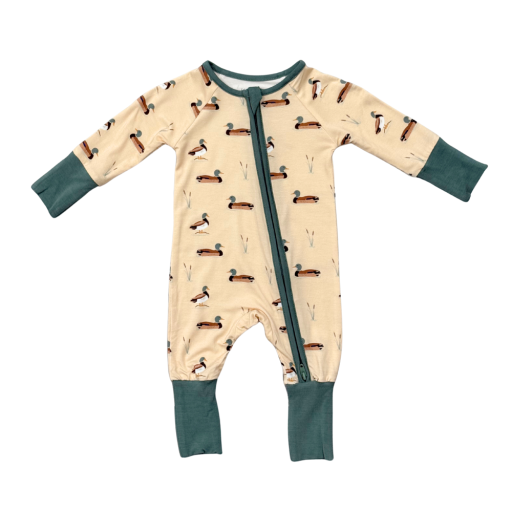 Baby Sprouts Long Sleeve Zip Romper Mallard Ducks-Baby Sprouts-Little Giant Kidz