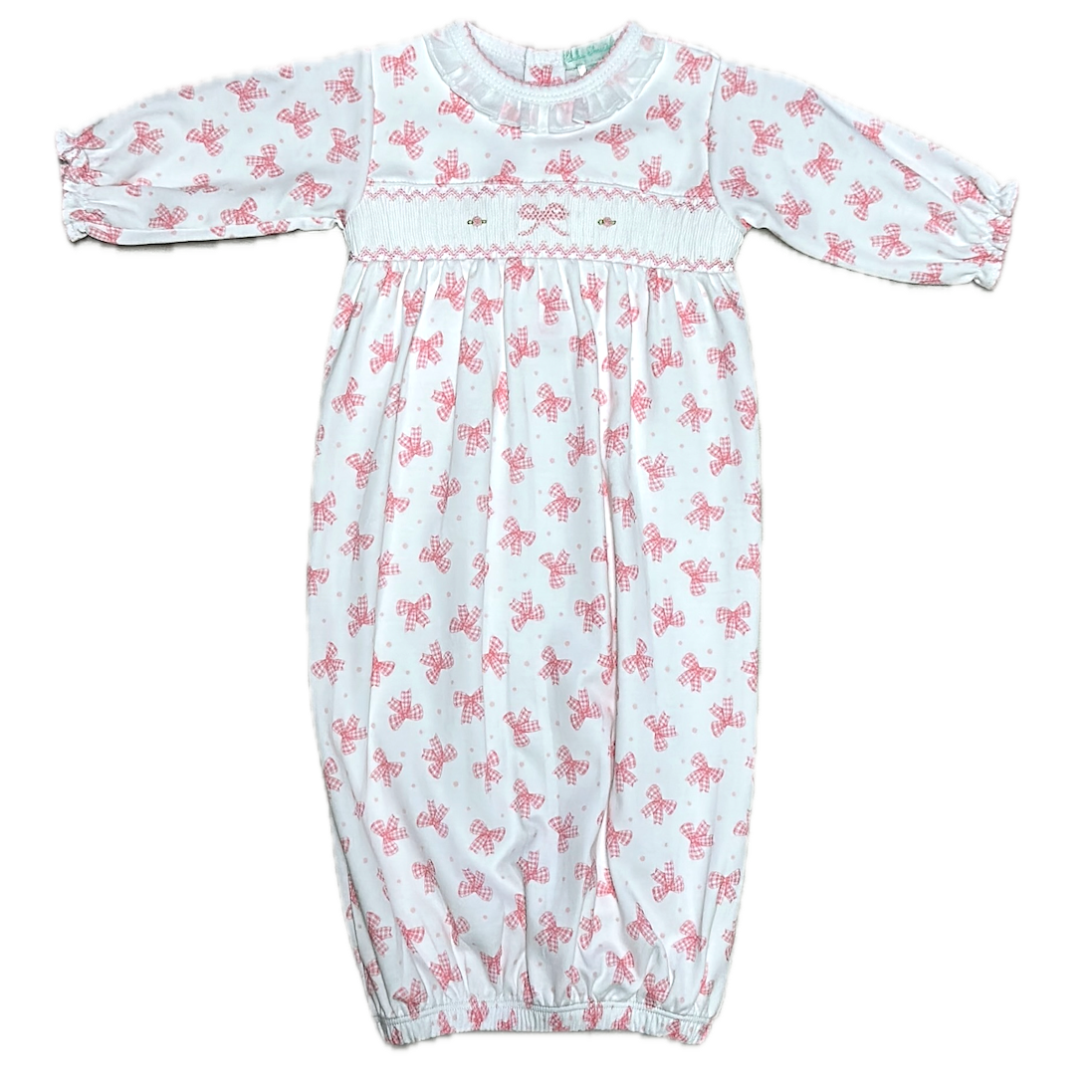 Baby Threads Baby Pink Bows Print Day Gown-BABY THREADS-Little Giant Kidz