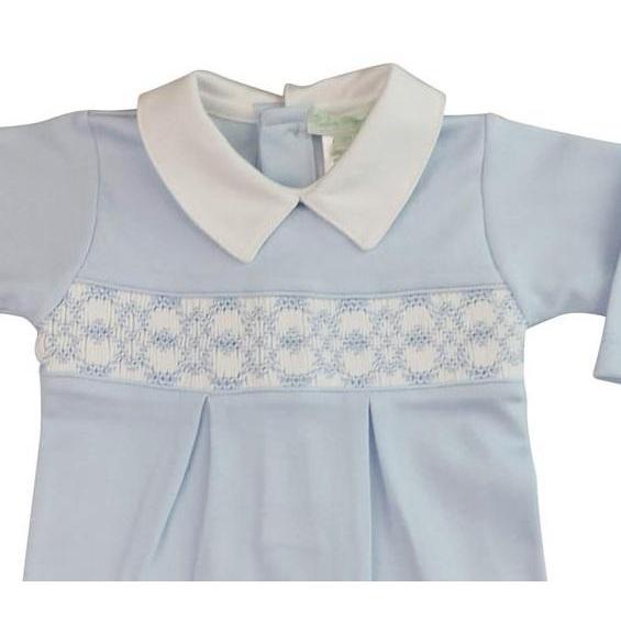 Baby Threads Blue Hand Smocked Boys Footie-BABY THREADS-Little Giant Kidz
