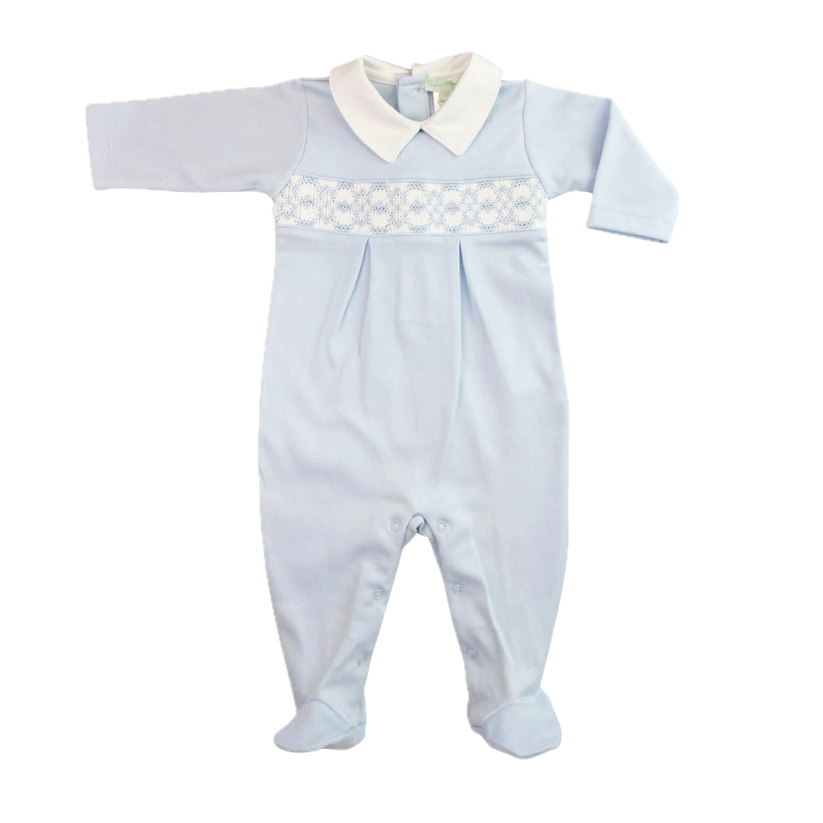 Baby Threads Blue Hand Smocked Boys Footie-BABY THREADS-Little Giant Kidz