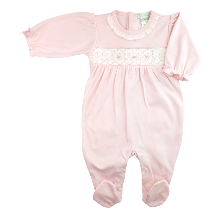 Baby Threads Bows Hand Smocked Footie-BABY THREADS-Little Giant Kidz