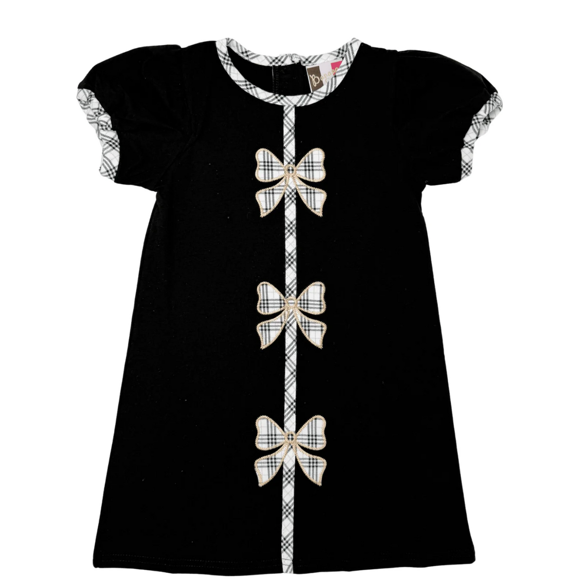 Banana Split Holly Bow Dress-Black-BANANA SPLIT-Little Giant Kidz