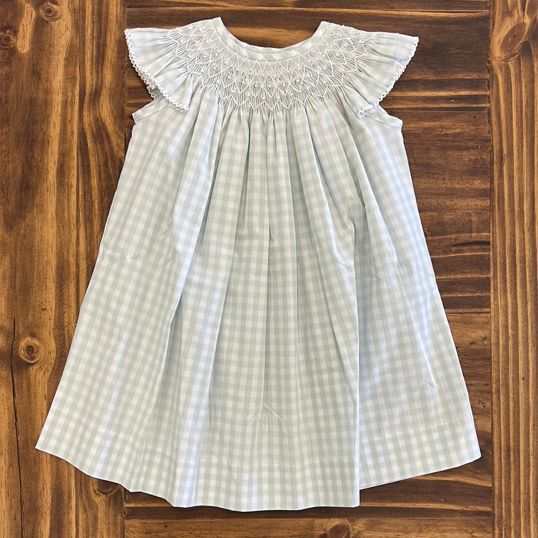 Banana Split Pastel Green Gingham Geo Bishop Dress-BANANA SPLIT-Little Giant Kidz