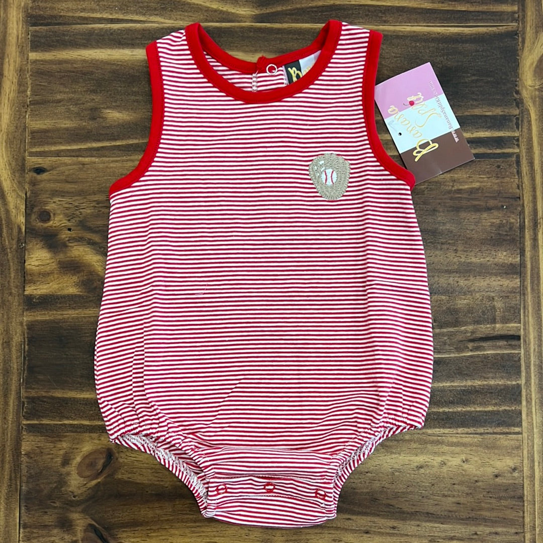 Banana Split Red Stripe Baseball Boys Bubble-BANANA SPLIT-Little Giant Kidz