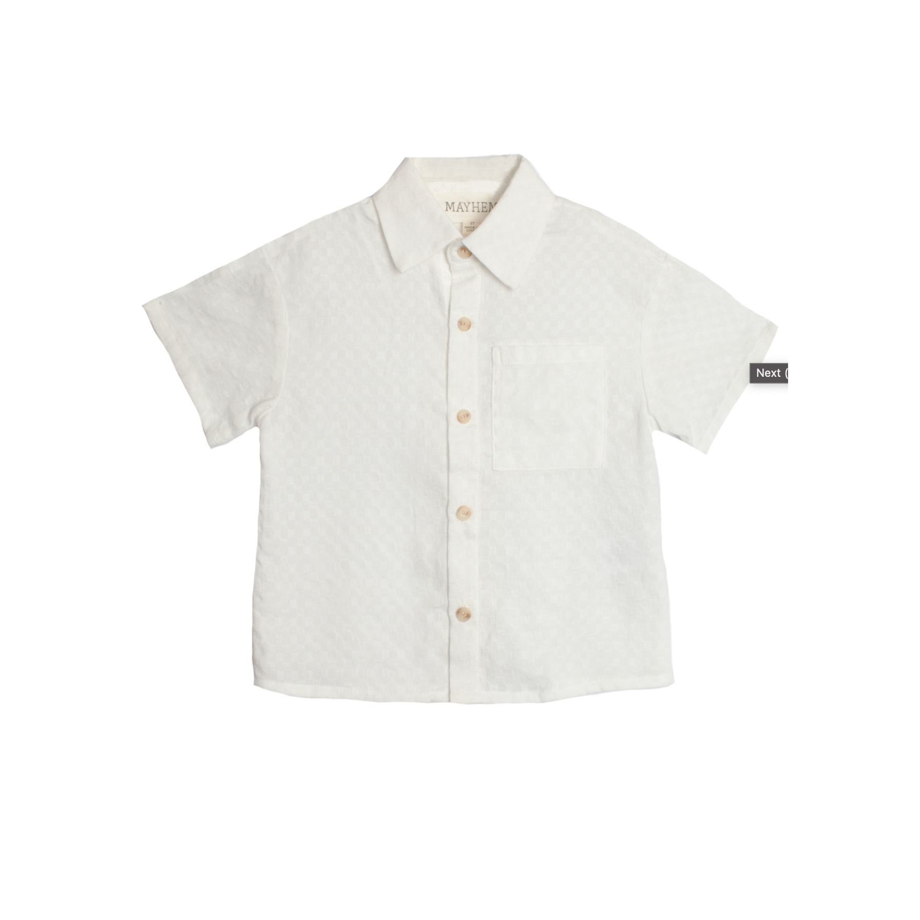 Beckett Bear White Gingham Dreams Button Top-MABEL+HONEY-Little Giant Kidz