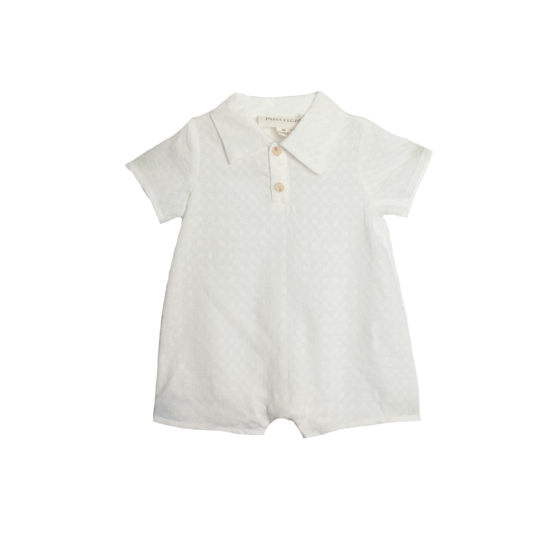 Beckett Bear White Gingham Dreams Romper-MABEL+HONEY-Little Giant Kidz