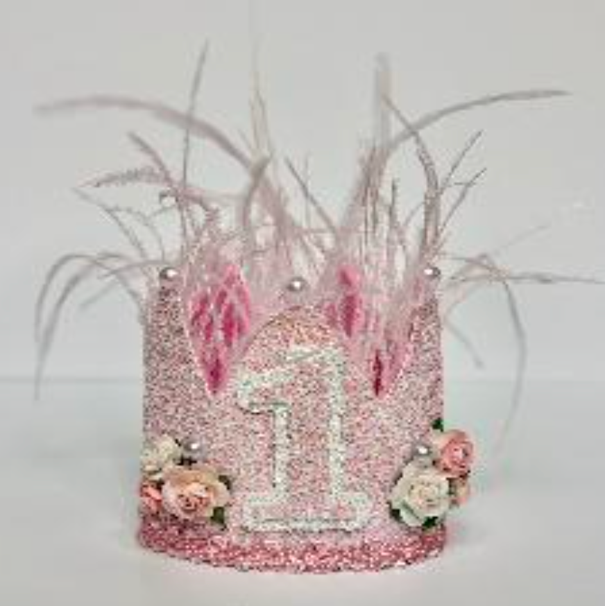 Bella Reese Bowtique Blush Glitter Feather Crown-Bella Reese Bowtique-Little Giant Kidz