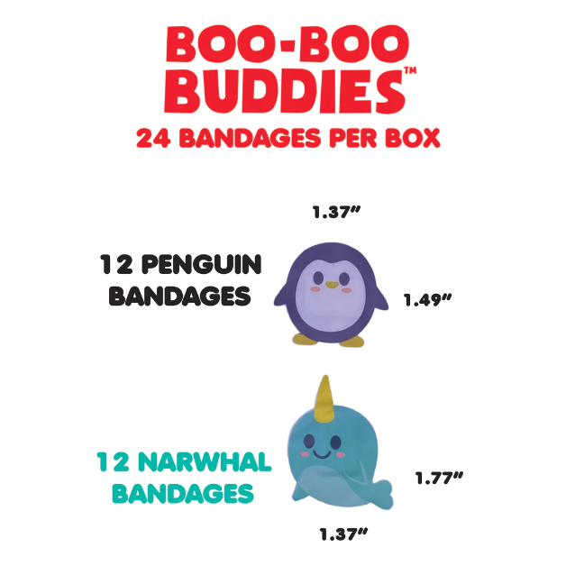 Boo-Boo Buddies Sterile Adhesive Bandages - Narwhal + Penguin-BOO-BOO BUDDIES-Little Giant Kidz