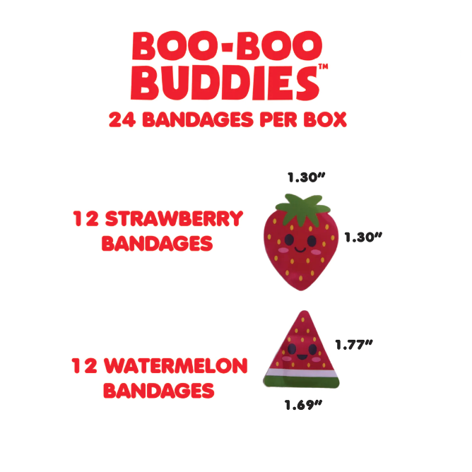 Boo-Boo Buddies Sterile Adhesive Bandages - Watermelon + Strawberry-BOO-BOO BUDDIES-Little Giant Kidz