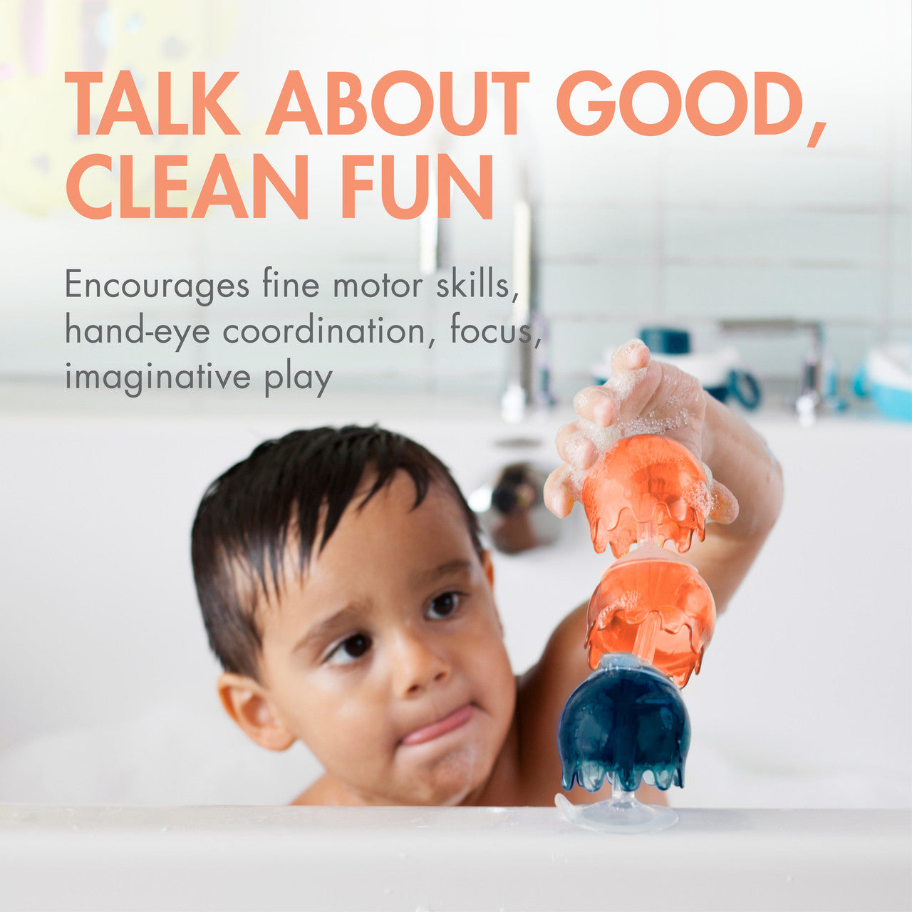 Boon JELLIES Suction Cup Bath Toys - Navy/Coral-BOON-Little Giant Kidz