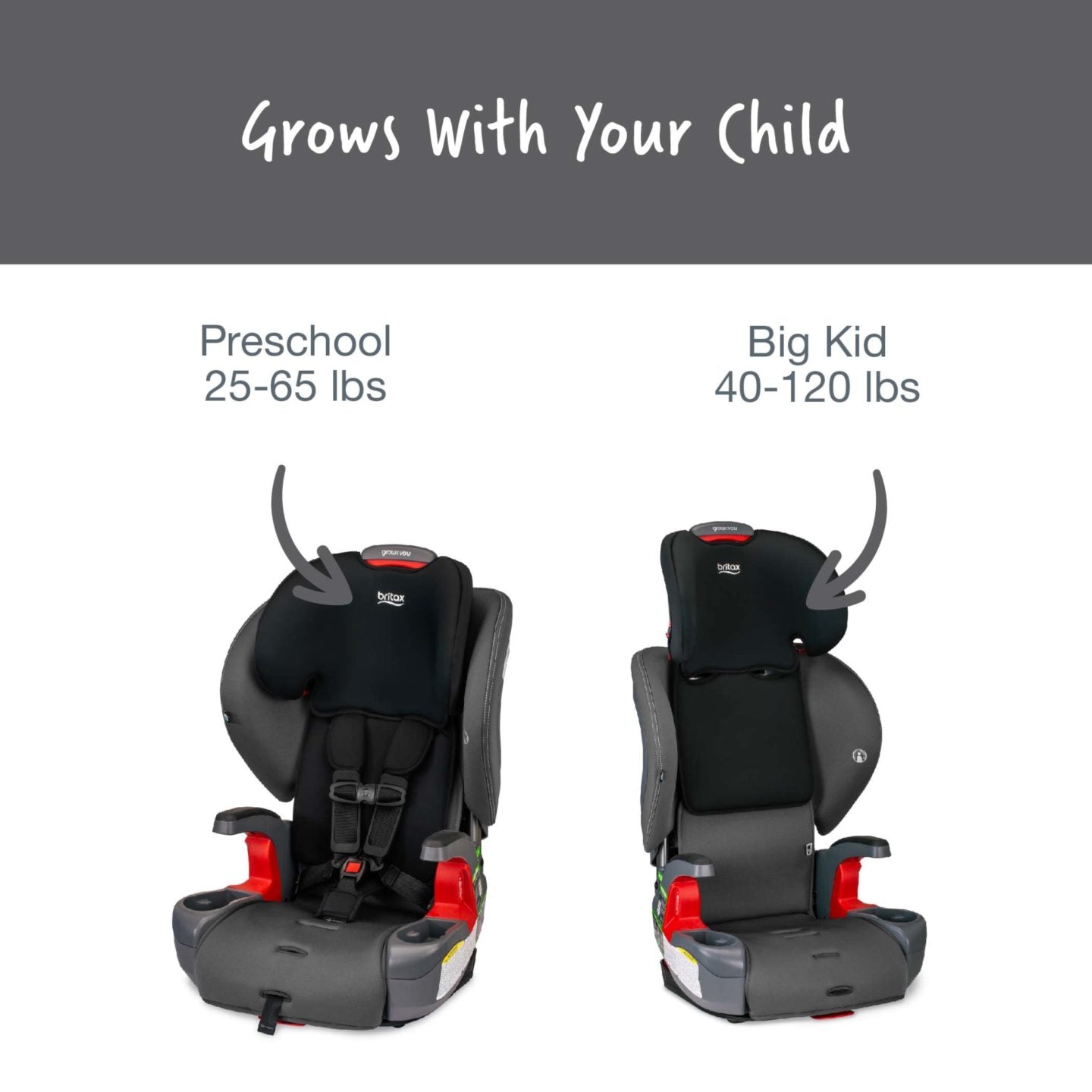 Britax Grow With You Harness-2-Booster - Mod Black SafeWash-BRITAX-Little Giant Kidz