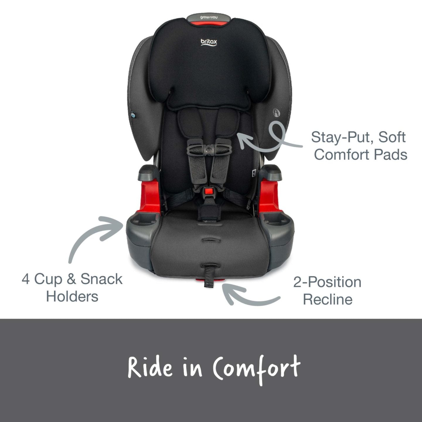 Britax Grow With You Harness-2-Booster - Mod Black SafeWash-BRITAX-Little Giant Kidz