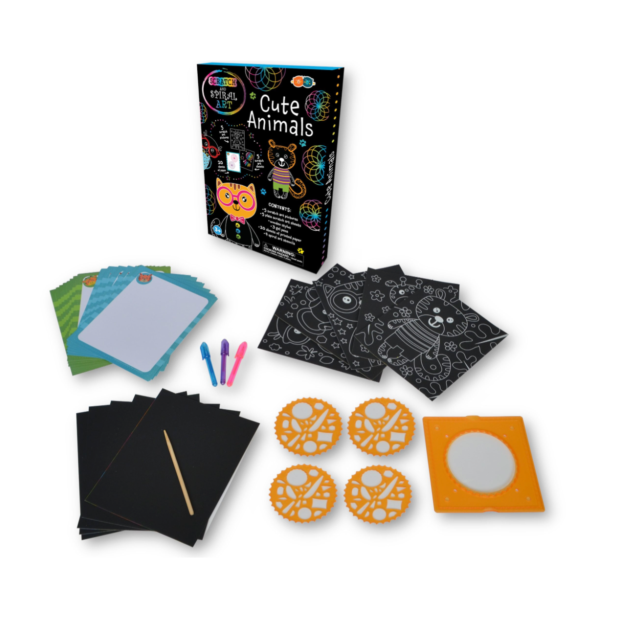 Buddy & Barney Cute Animals Scratch & Spiral Art-Buddy & Barney-Little Giant Kidz