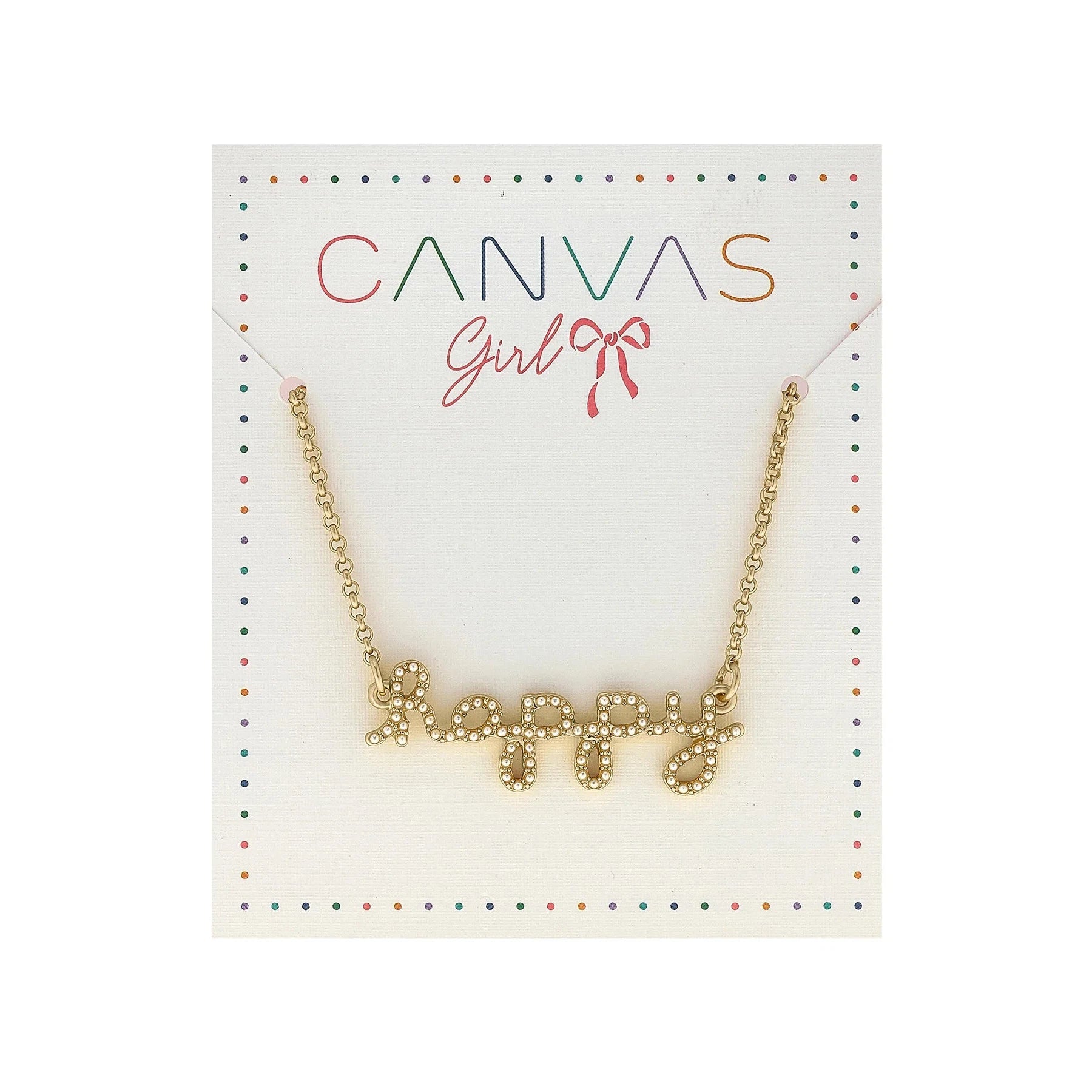 CANVAS Molly Pearl Studded Happy Children's Necklace Worn Gold-CANVAS-Little Giant Kidz