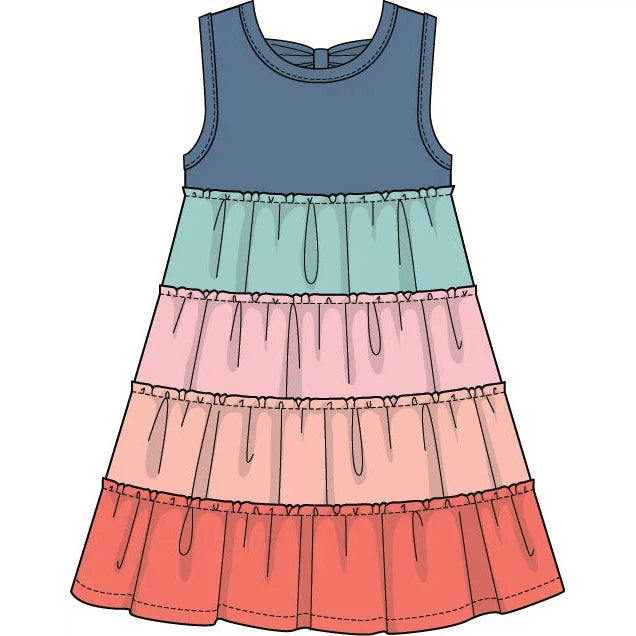 CR Kids Colorblock Twirl Dress with Back Ruffle-CR KIDS-Little Giant Kidz