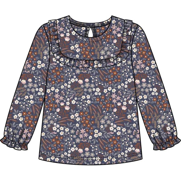 CR Kids Plum Foral Printed Top-CR SPORTS-Little Giant Kidz