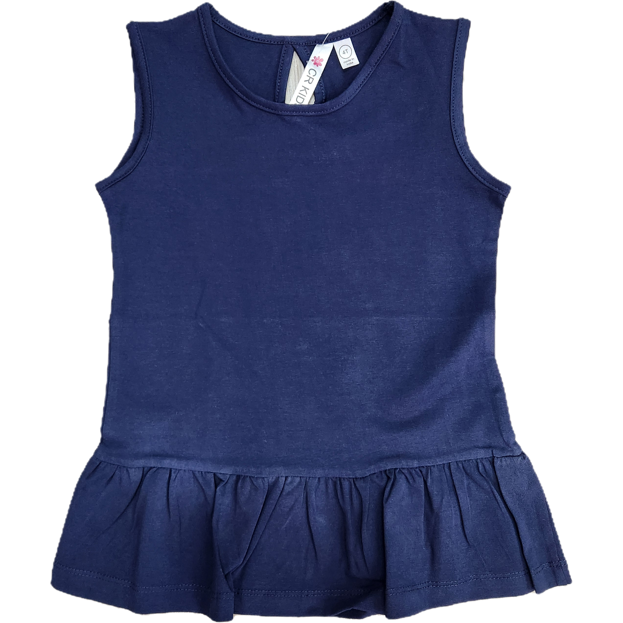 CR Sports Basic Sleeveless Peplum Tunic-Navy-CR SPORTS-Little Giant Kidz