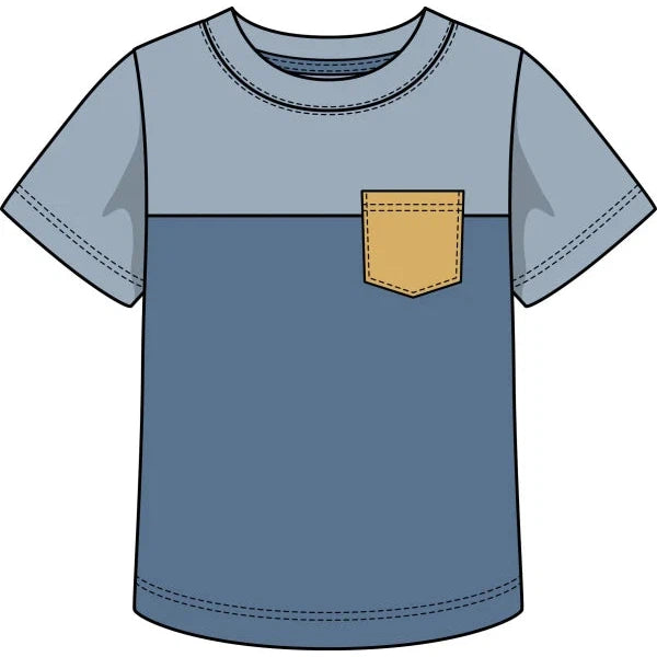 CR Sports Blue Color Block Pocket Tee-CR SPORTS-Little Giant Kidz