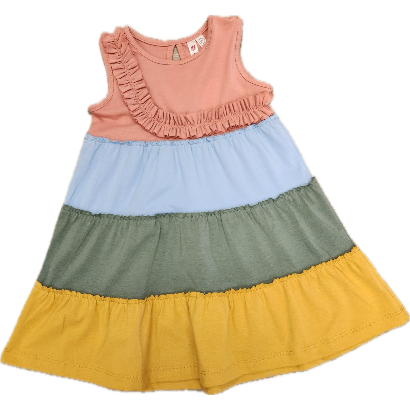 CR Sports Girls Color Block Dress 4 Tier with Ruffle-CR SPORTS-Little Giant Kidz